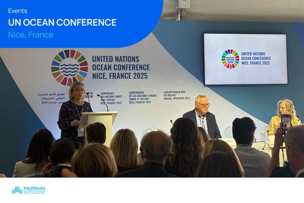 Ms. Tatjana Hema, UNEP/MAP Coordinator, opening the high-level event celebrating 50 years of the Barcelona Convention.
